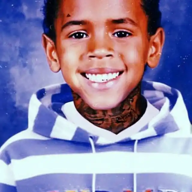 Chris brown singer, songwriter, childhood photo wearing hoody